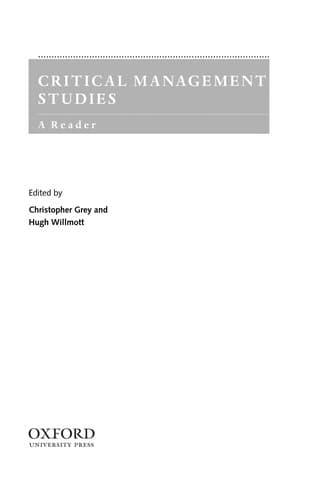 Tapa de Critical management studies