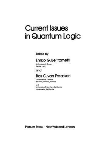 Tapa de Current Issues in Quantum Logic