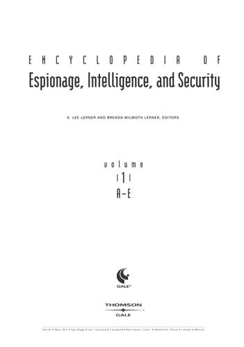 Tapa de Encyclopedia of espionage, intelligence, and security
