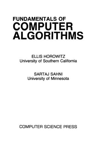 Tapa de Fundamentals of computer algorithms