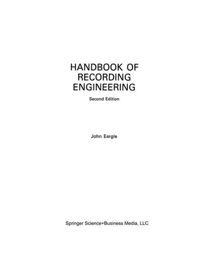 Tapa de Handbook of Recording Engineering