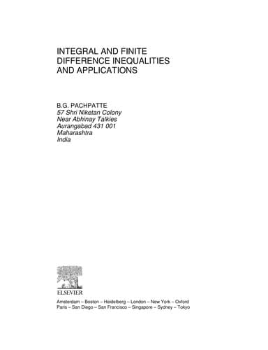 Tapa de Integral and finite difference inequalities and applications
