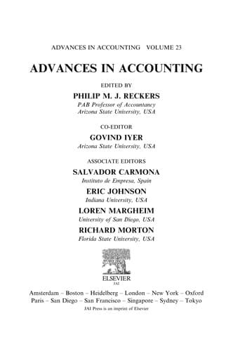 Tapa de Advances in accounting