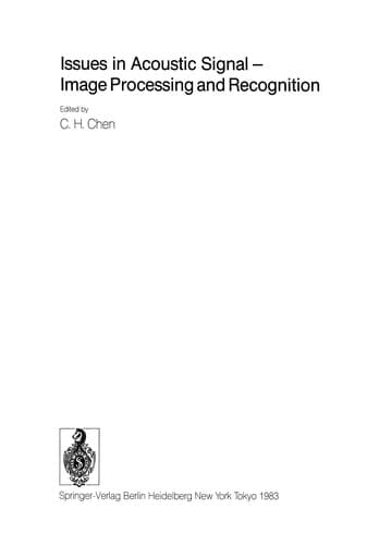 Tapa de Issues in Acoustic Signal -- Image Processing and Recognition