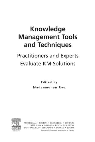 Tapa de Knowledge management tools and techniques