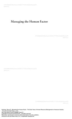 Tapa de Managing the human factor