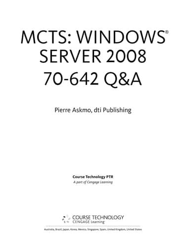 Tapa de MCTS Windows Server 2008 70-642 Q&A