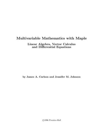 Tapa de Vector Calculus Multvar Math/Maple Vect