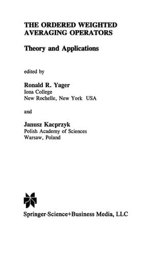 Tapa de The Ordered Weighted Averaging Operators