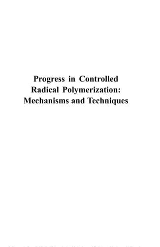 Tapa de Progress in controlled radical polymerization