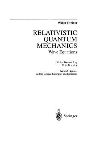 Tapa de Relativistic Quantum Mechanics