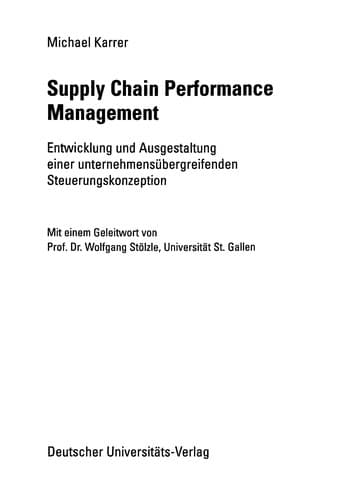 Tapa de Supply chain Performance Management