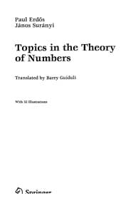 Tapa de Topics in the theory of numbers