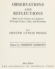 Tapa de Observations and reflections