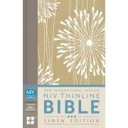 Tapa de NIV, Thinline Bible, Linen Edition, Hardcover, Tan/White Linen, Red Letter Edition