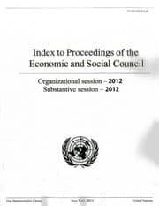Tapa de Index to Proceedings of the Economic and Social Council 2012