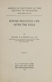 Tapa de JEWISH RELIGIOUS LIFE AFTER THE EXILE