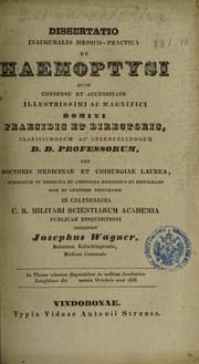 Tapa de Dissertatio inauguralis medico-practica de haemoptysi