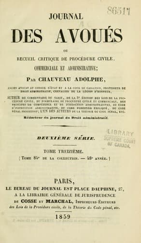 Tapa de Journal des avoués