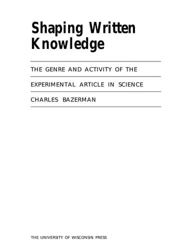 Tapa de Shaping written knowledge