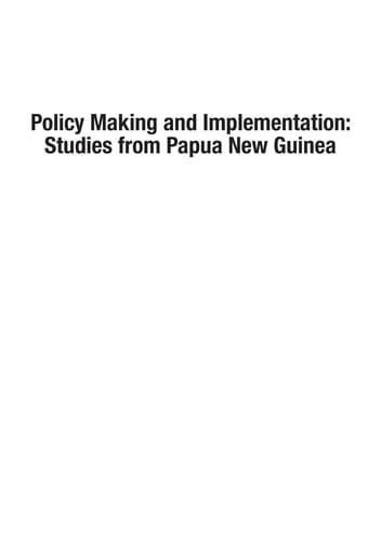 Tapa de Policy making and implementation