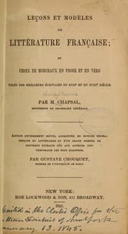 Tapa de Leçons et modèles de littérature française