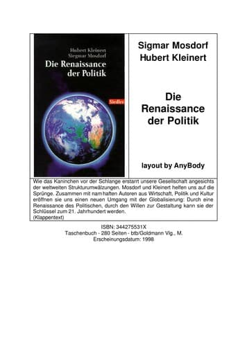 Tapa de Die Renaissance der Politik