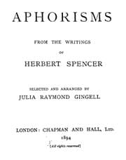 Tapa de Aphorisms from the writings of Herbert Spencer