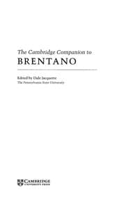 Tapa de CAMBRIDGE COMPANION TO BRENTANO; ED. BY DALE JACQUETTE