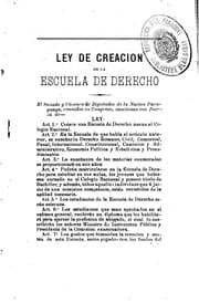 Tapa de Reglamento de la escuela de derecho: Anexa al Colegio Nacional del Paraguay