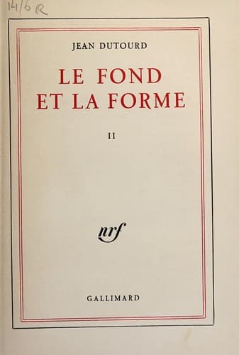 Tapa de Le fond et la forme