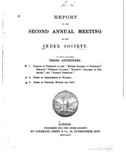 Tapa de Report of the First-second Annual Meeting of the Index Society ..
