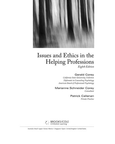 Tapa de Issues and ethics in the helping professions