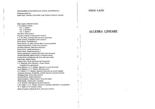 Tapa de Algebra lineare