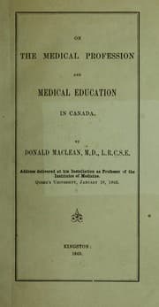 Tapa de On the medical profession and medical education in Canada