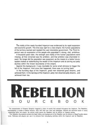 Tapa de Rebellion Sourcebook (Megatraveller)