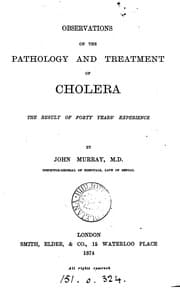 Tapa de Observations on the pathology and treatment of cholera