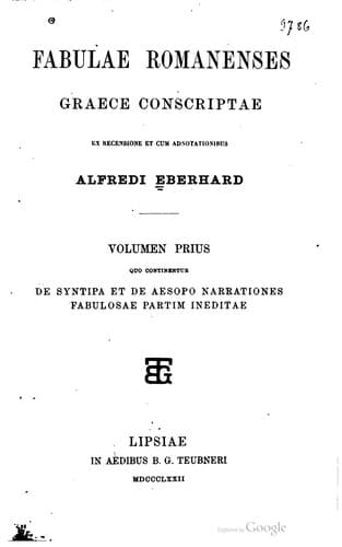 Tapa de Fabulae romanenses graece conscriptae