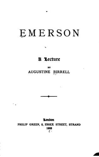 Tapa de Emerson: A Lecture