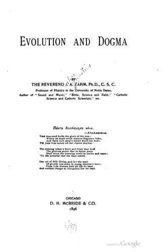 Tapa de Evolution and dogma.