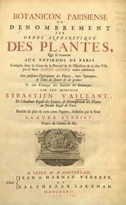Tapa de Botanicon parisiense, ou, Denombrement par ordre alphabetique des plantes, qui se trouvent aux environs de Paris