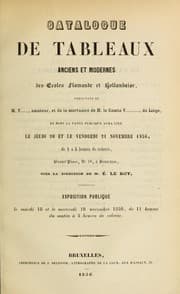 Tapa de Catalogue de tableaux anciens et modernes des écoles flamande et hollandaise, provenant de M. T..., amateur, et de la mortuaire de M. le Comte V..., de Liege