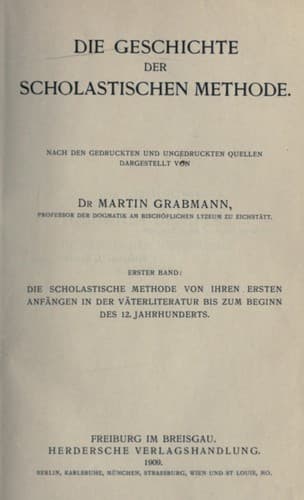 Tapa de Die Geschichte der scholastischen Methode