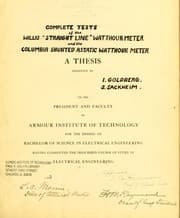 Tapa de Complete tests of the Willis straightline watthour meter and the Columbia shunted astatic watthour meter