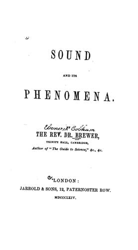 Tapa de Sound and Its Phenomena