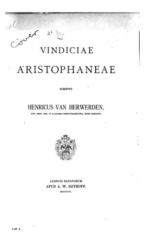 Tapa de Vindiciae Aristophaneae