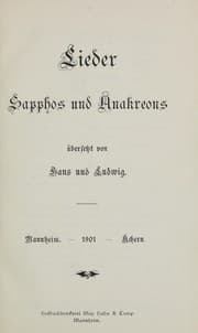 Tapa de Lieder Sapphos und Anakreons