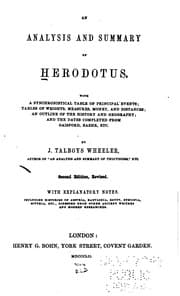 Tapa de An Analysis and Summary of Herodotus: With a Synchronistical Table of ..