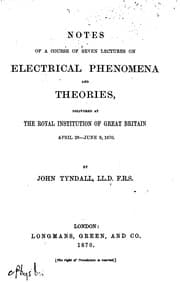 Tapa de Notes of a Course of Seven Lectures on Electrical Phenomena and Theories ..