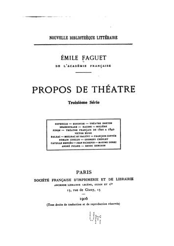 Tapa de Propos de théâtre